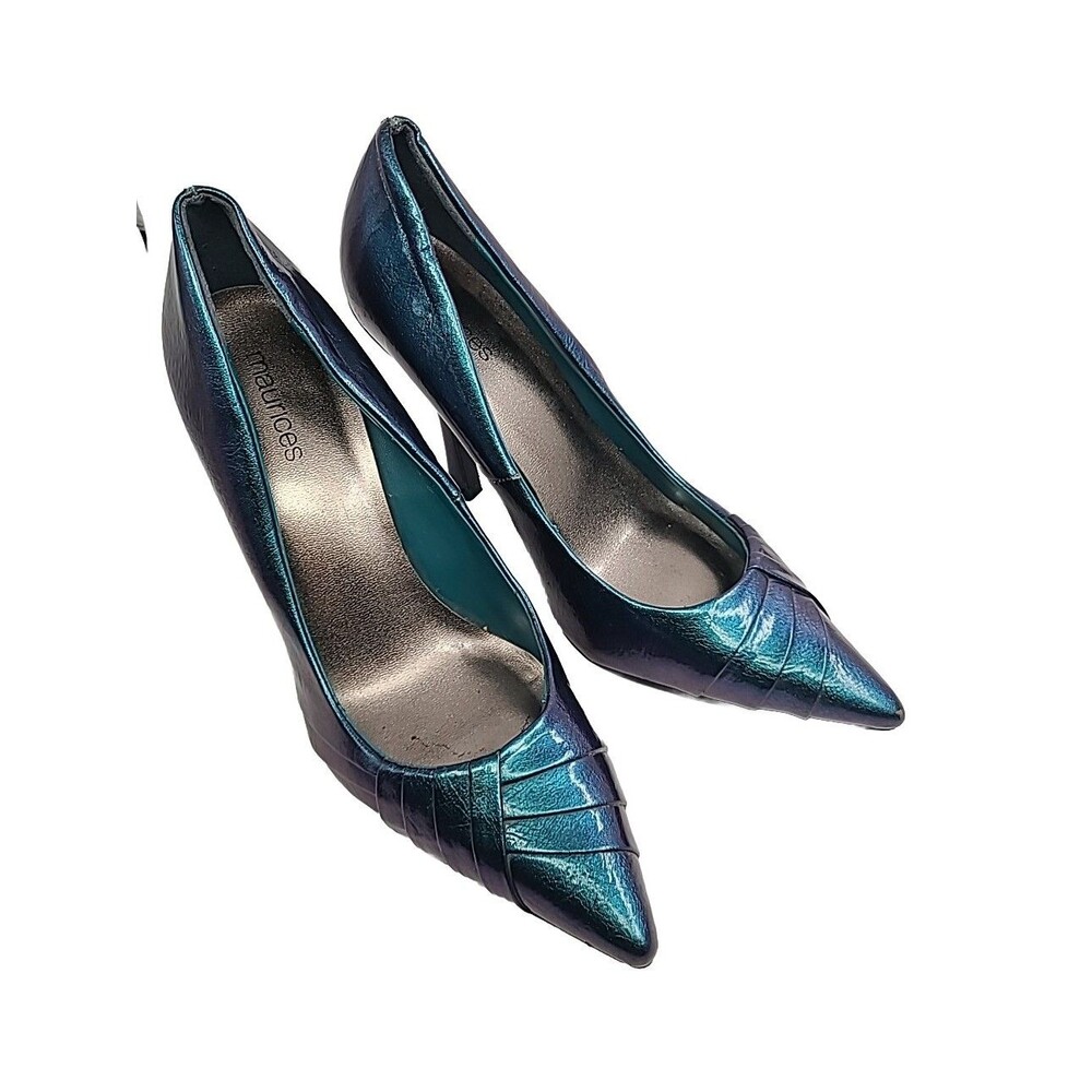 Maurices Pumps Stiletto Heel Mermaid Irredescent  Blue Faux Leather Shoes Sz 9